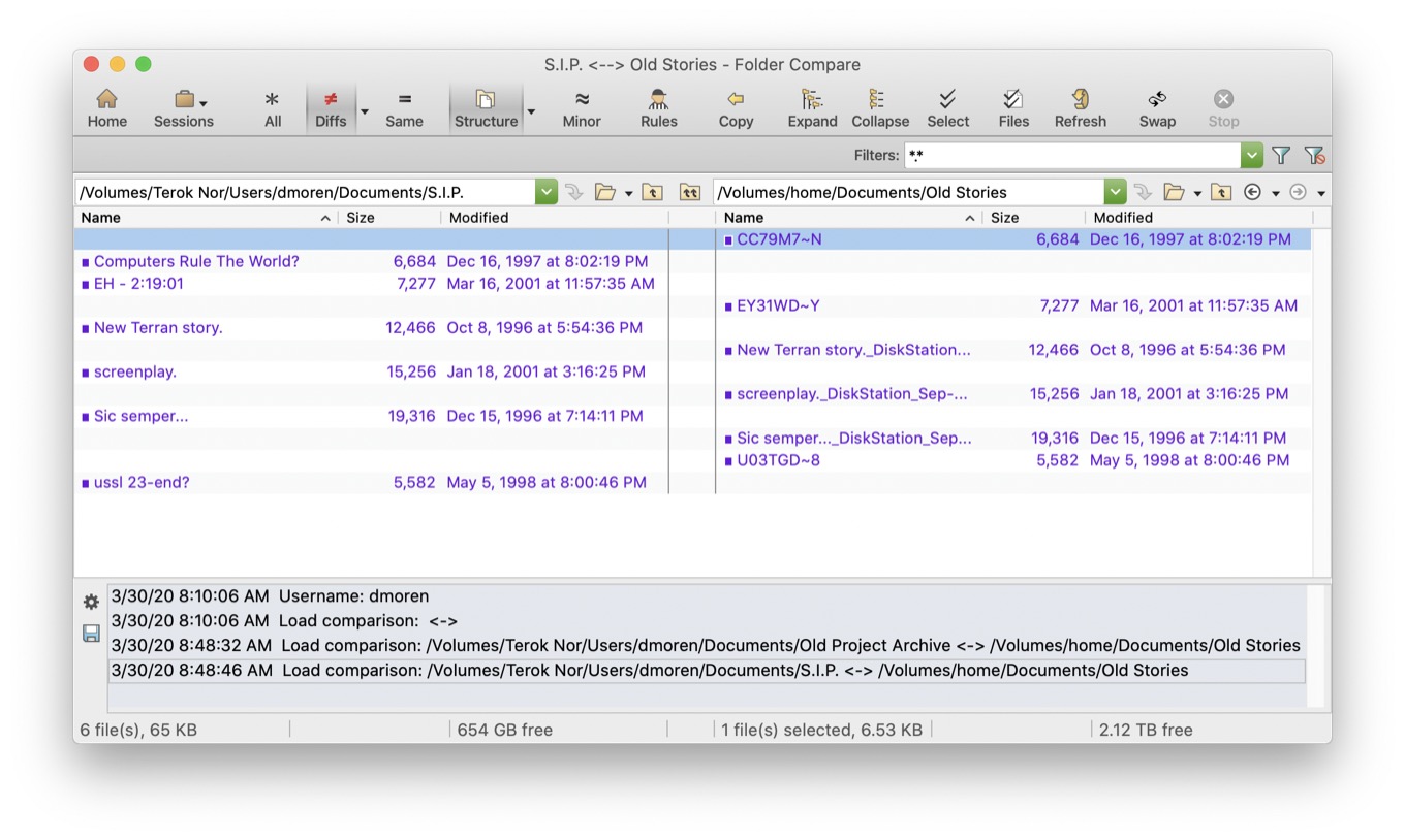 compare two text files for differences mac